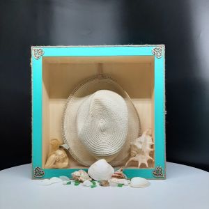 SHADOW BOX 12 x 12 x 5 PAINTED WITH HEARTS AND ROPE
