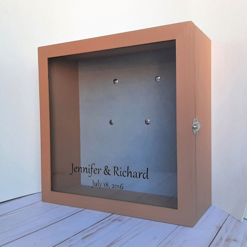 SHADOW BOX 12 x 12 x 5 PAINTED WITH VELVET SOFT BACKING AND PINS